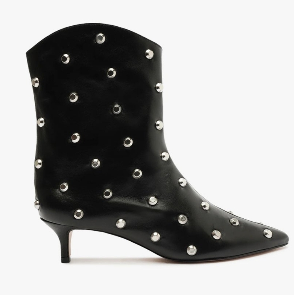 $218 SCHUTZ Maryann Studs Leather Bootie Black 8